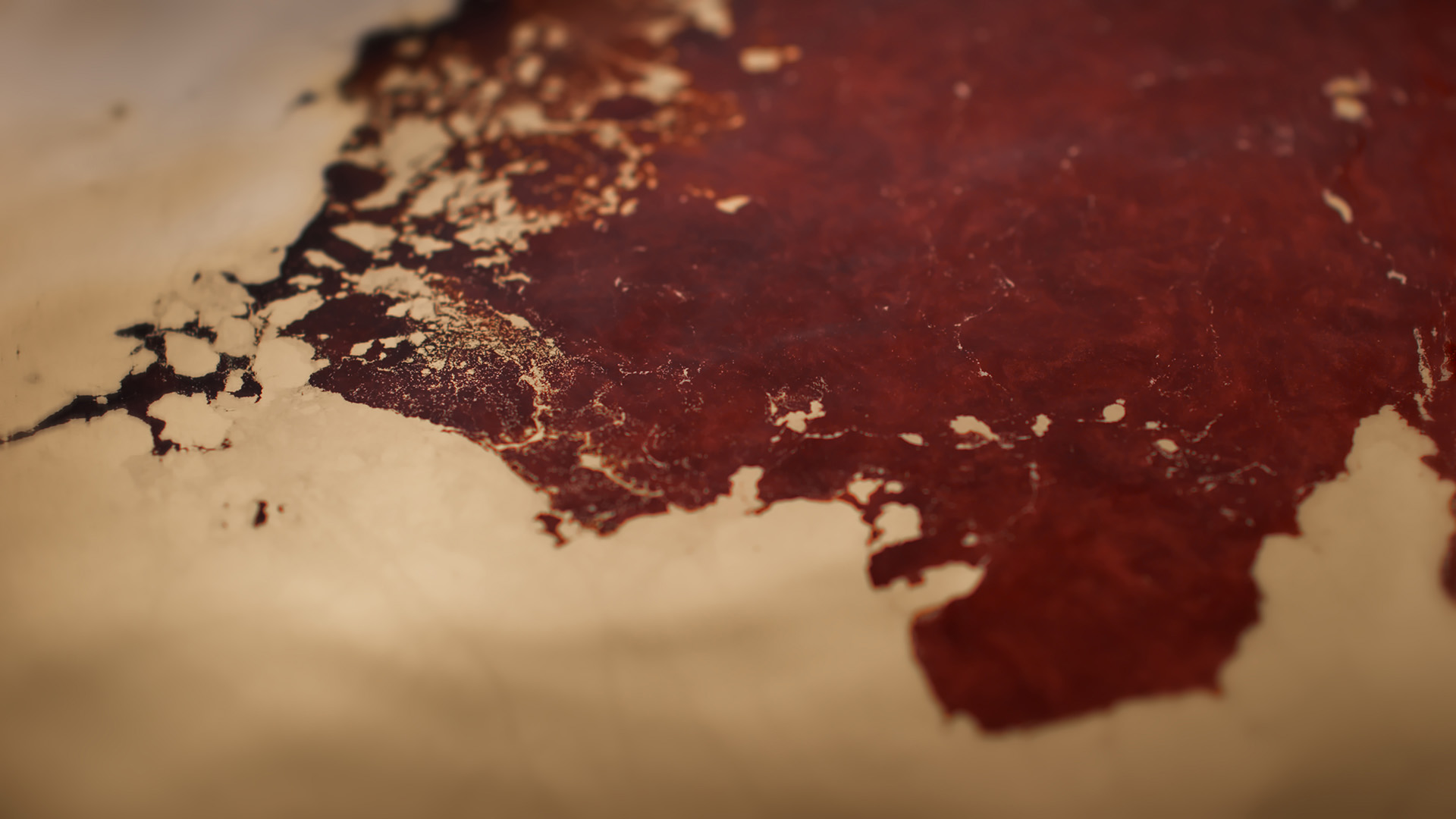 A still off lucie conrad's concept film "red", produced by mat. studio, showcasing a red and gold liquid crackling