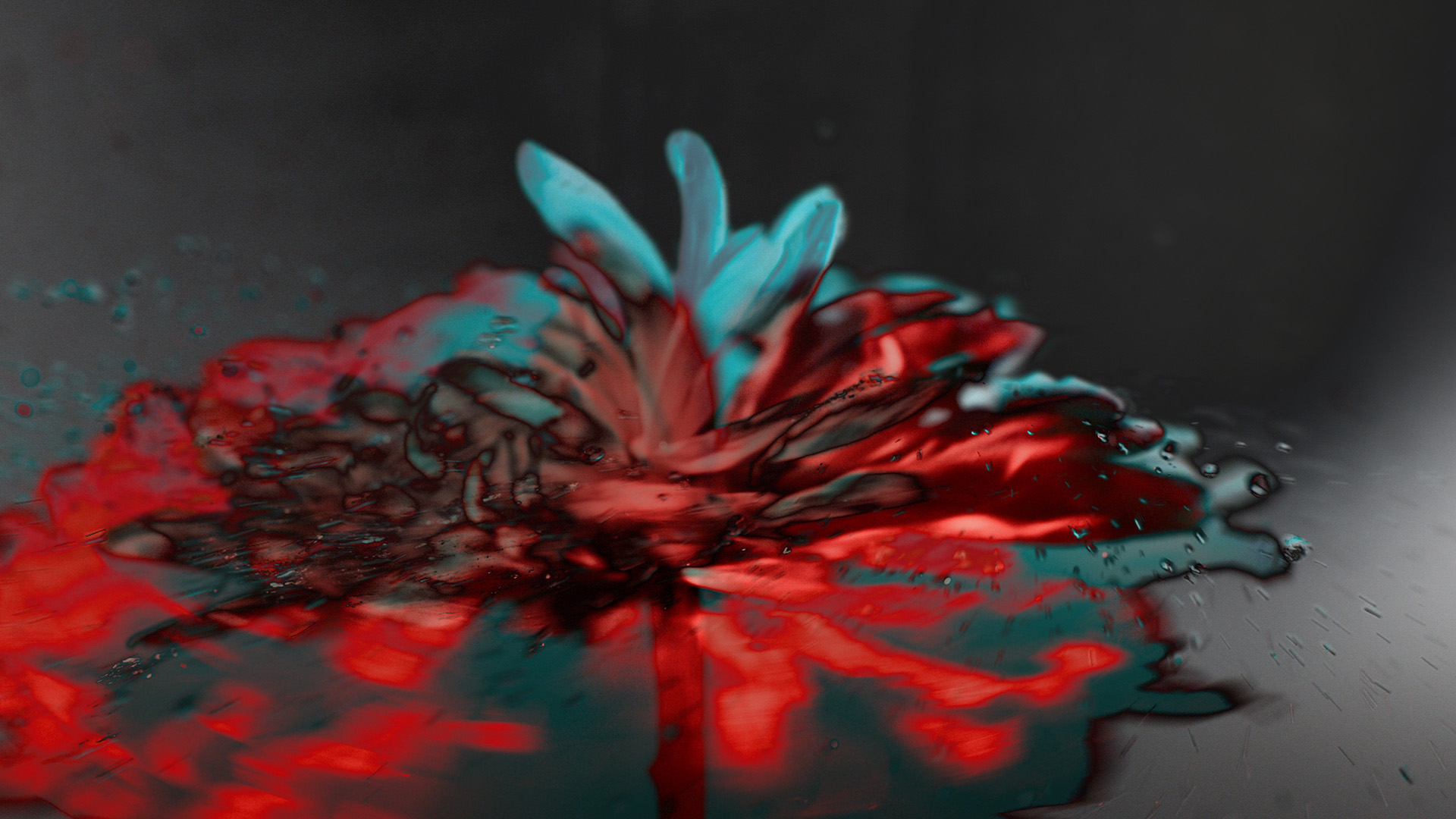 A still off lucie conrad's concept film "red", produced by mat. studio, showcasing a fire, with superimposition effects made in post-production.