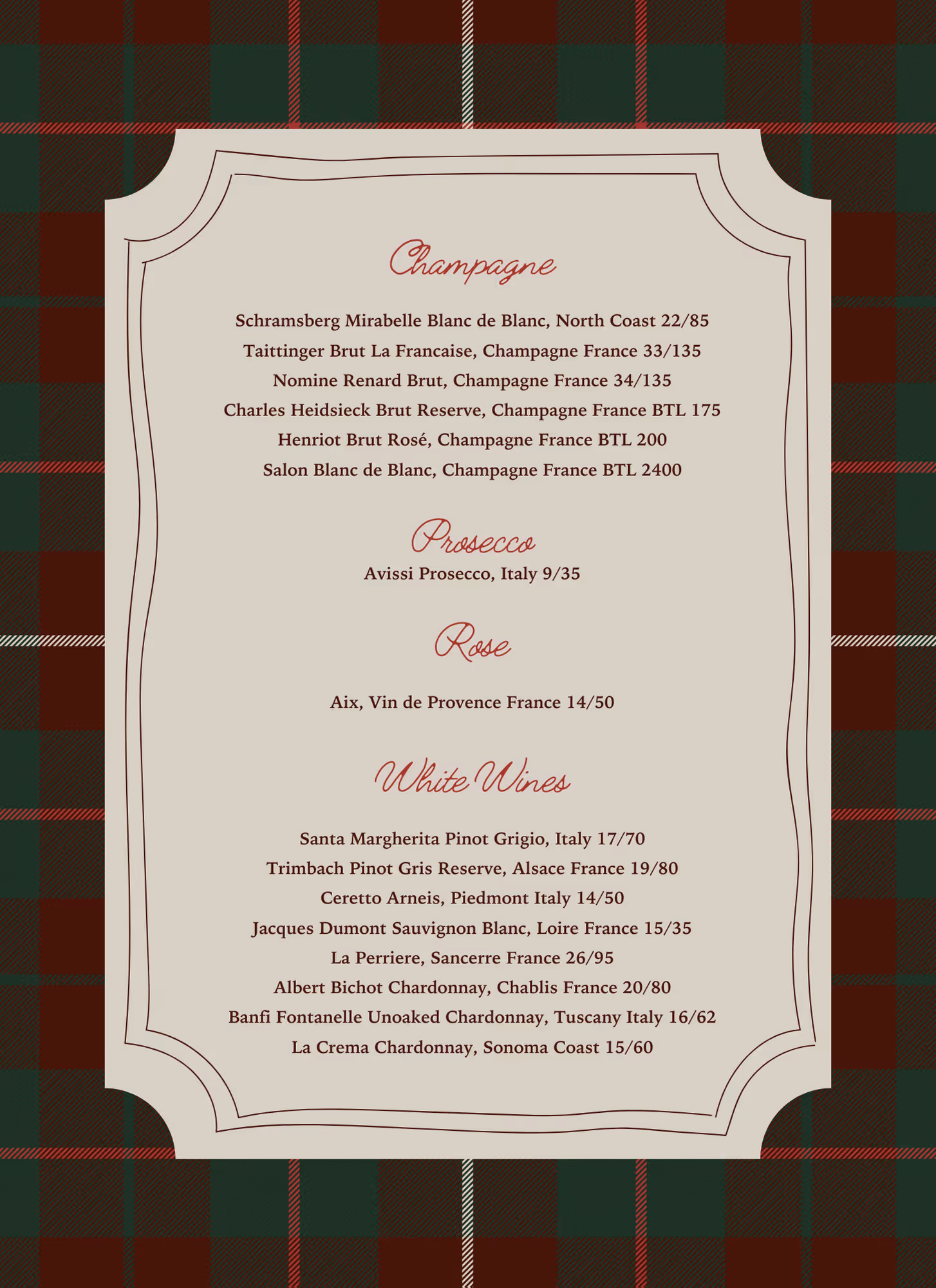 Stewart's Cocktail Club Menu