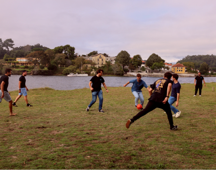 An image of our team in a team building game