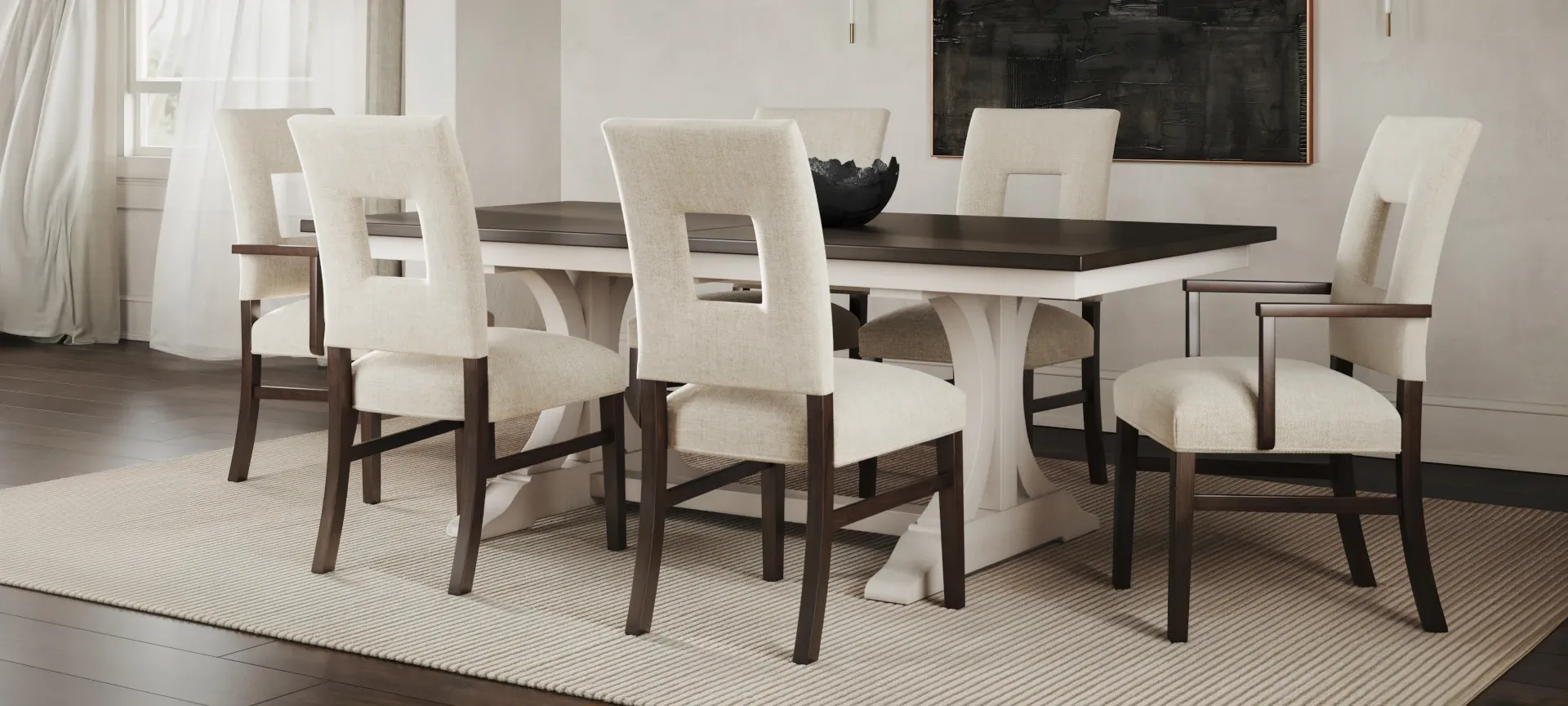 homestead transitional dining room table and chairs
