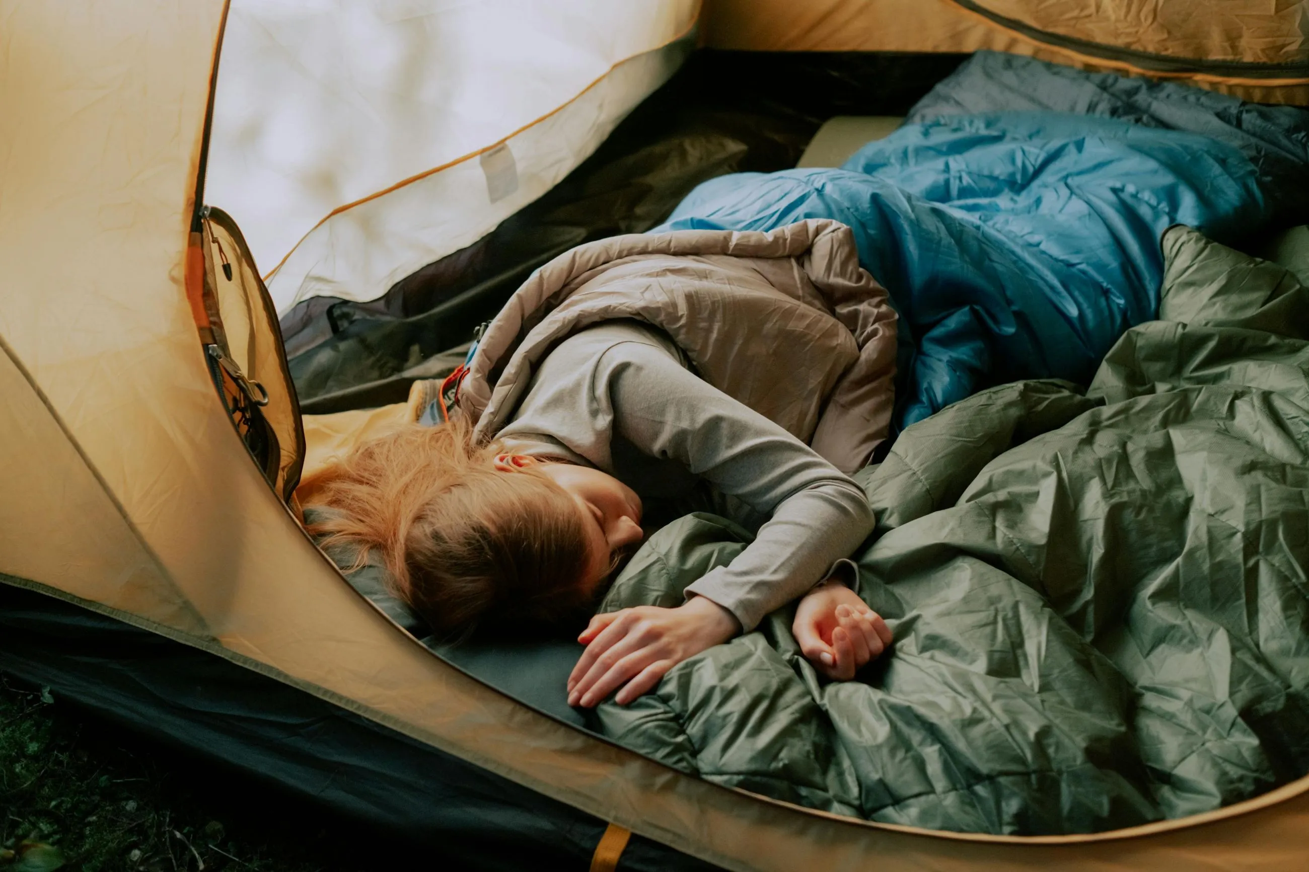 Sleeping on the tent
