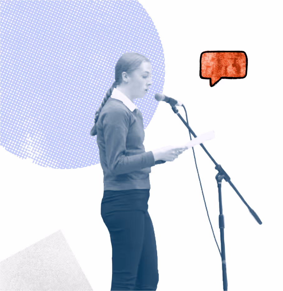Learner at Cardiff West Youth Hustings asking a question.