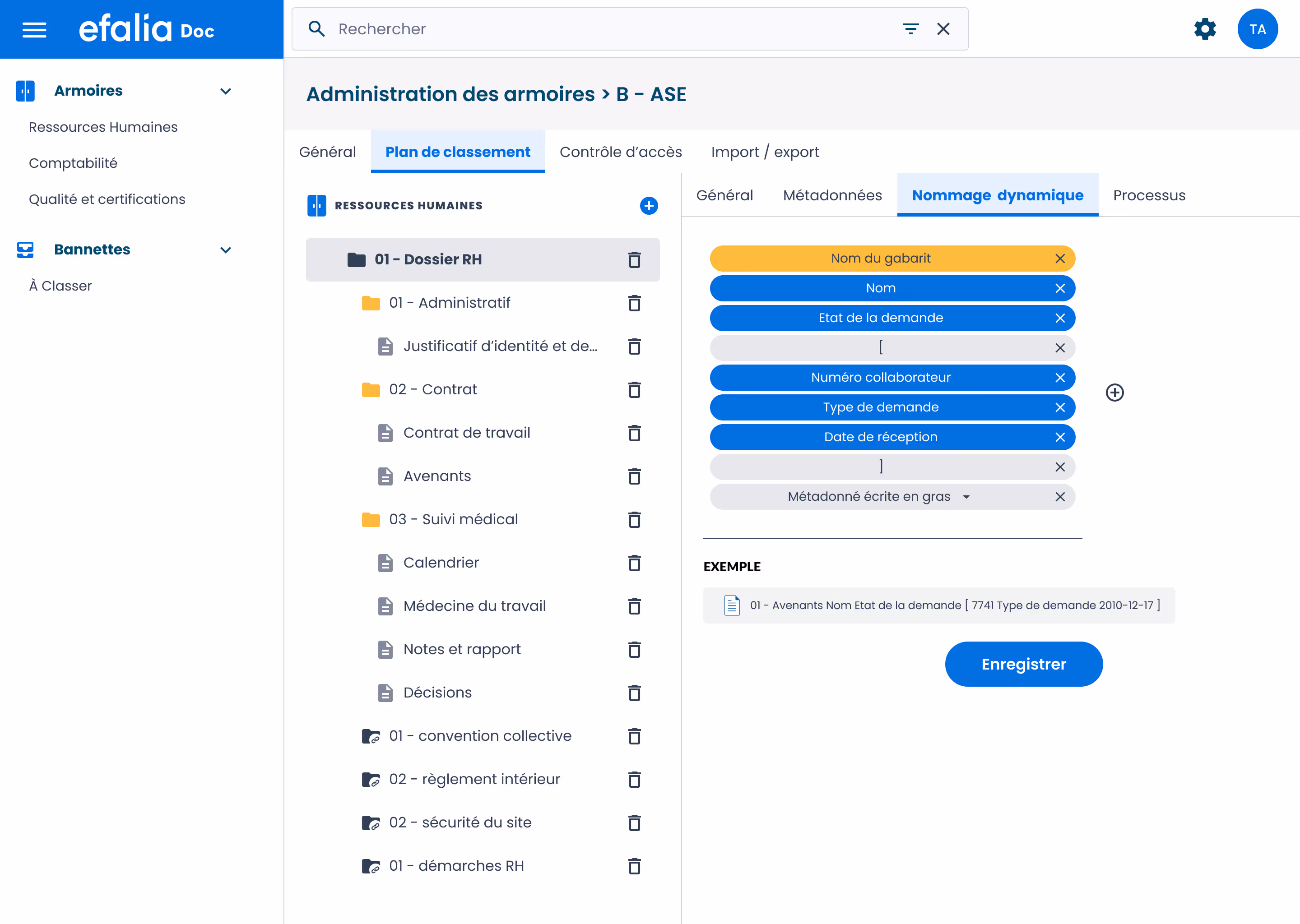 capture ecran Admin ajout ecriture gras efalia doc