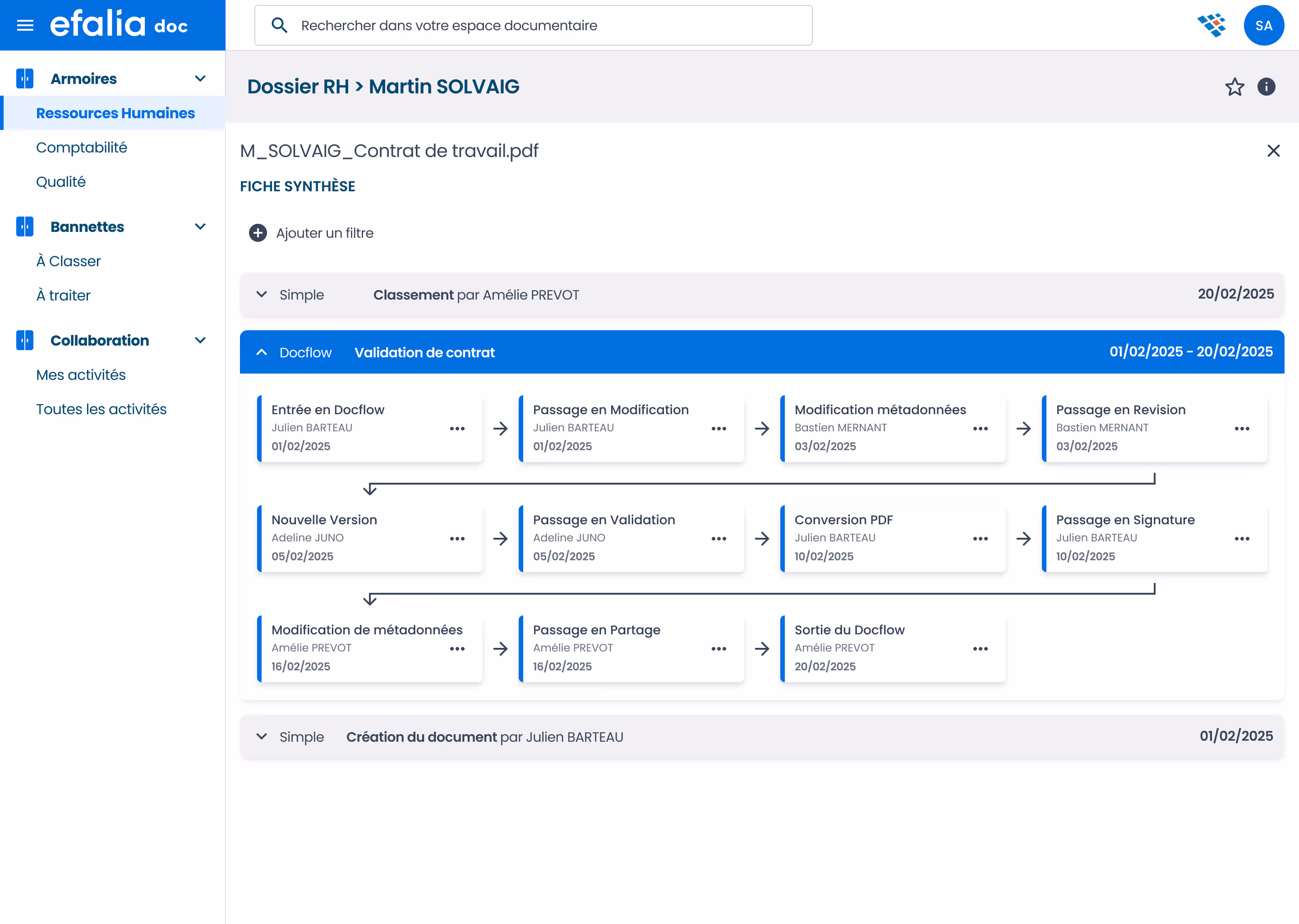capture ecran ged efalia doc circuit validation docflow
