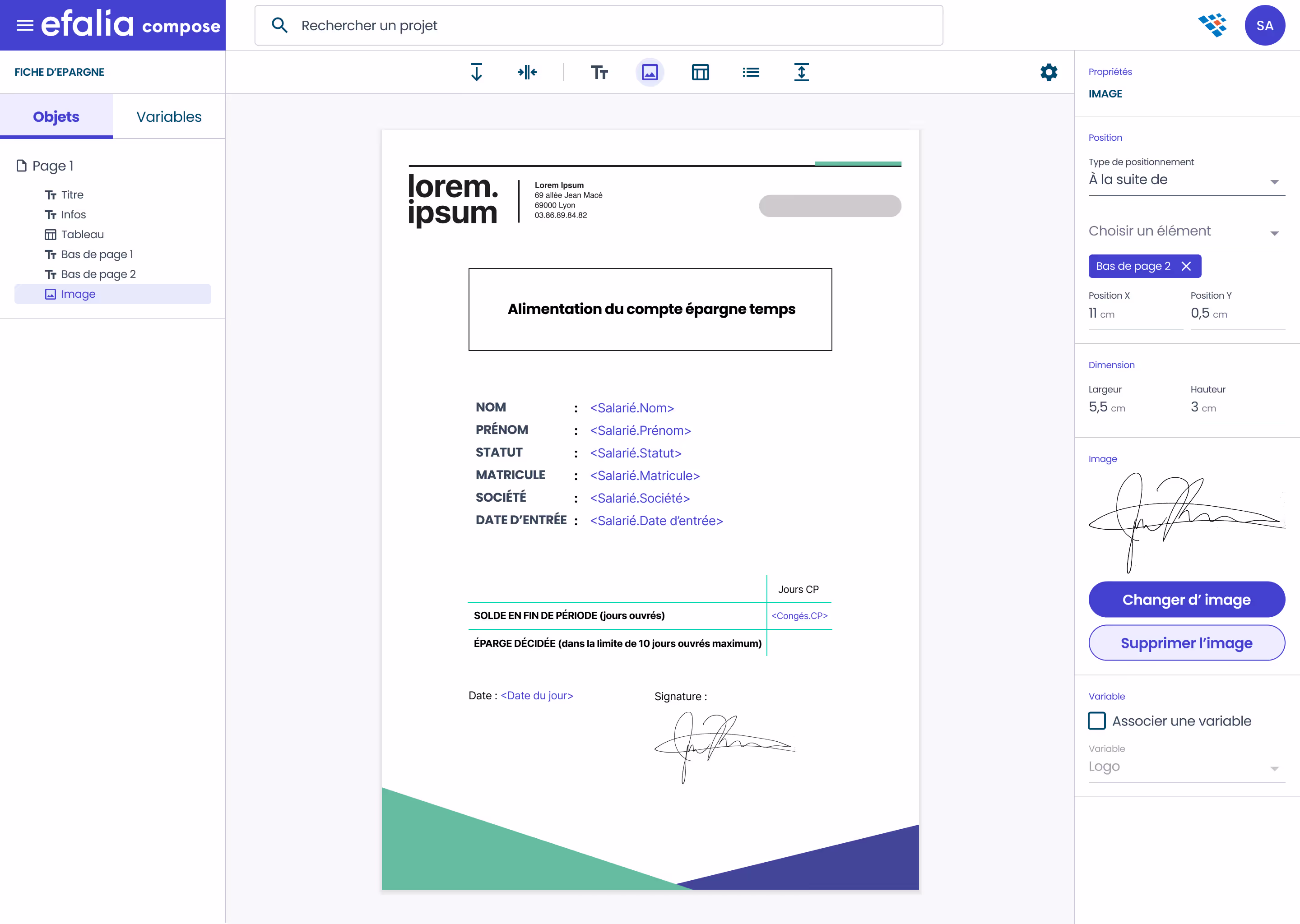 capture ecran publipostage document efalia compose