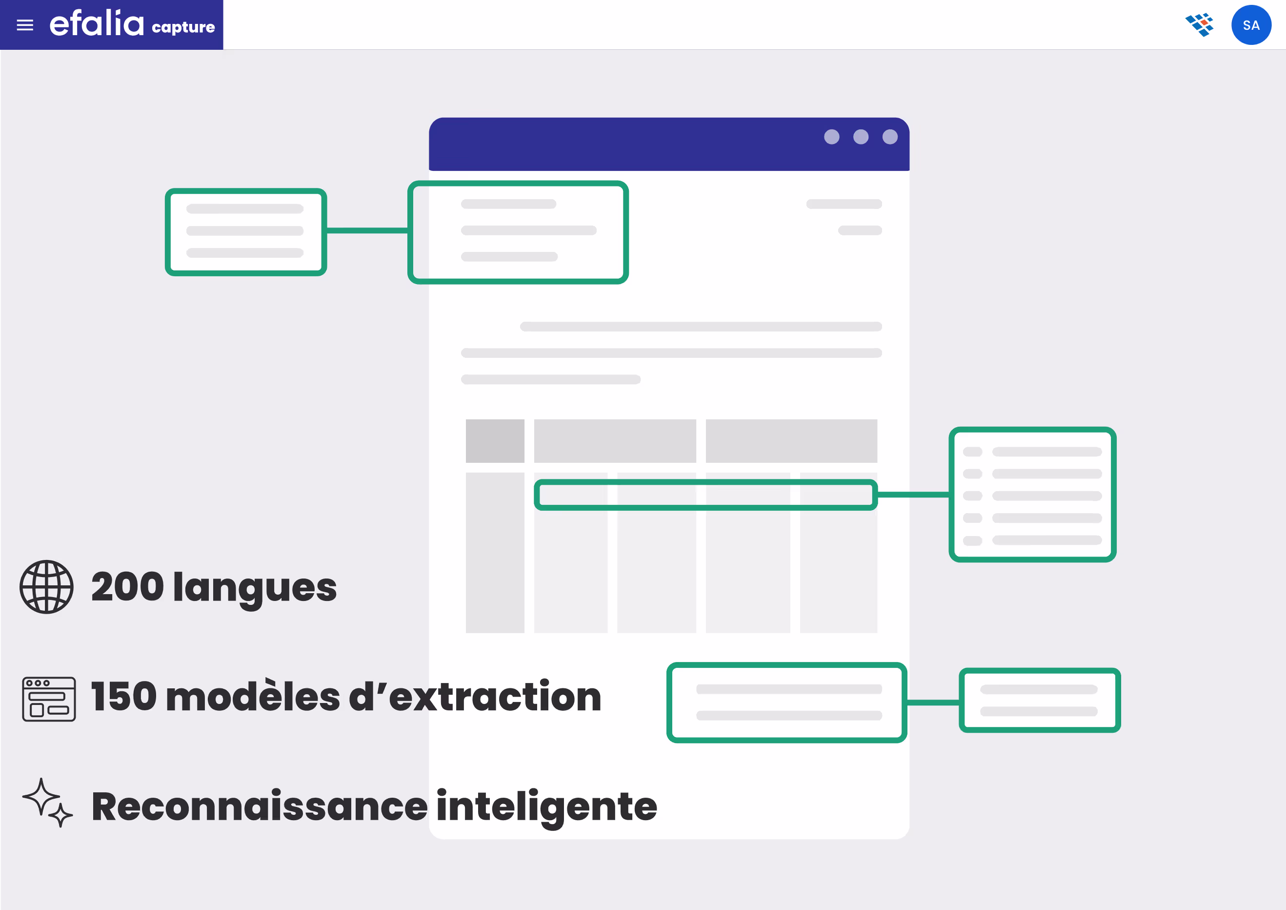 Capture ecran logiciel efalia capture extraction de donnees