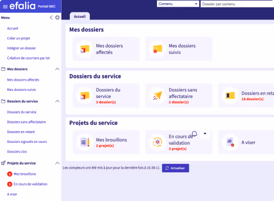 Capture Ecran Logiciel Efalia Portail Gestion De Courriers Service Public Secteur