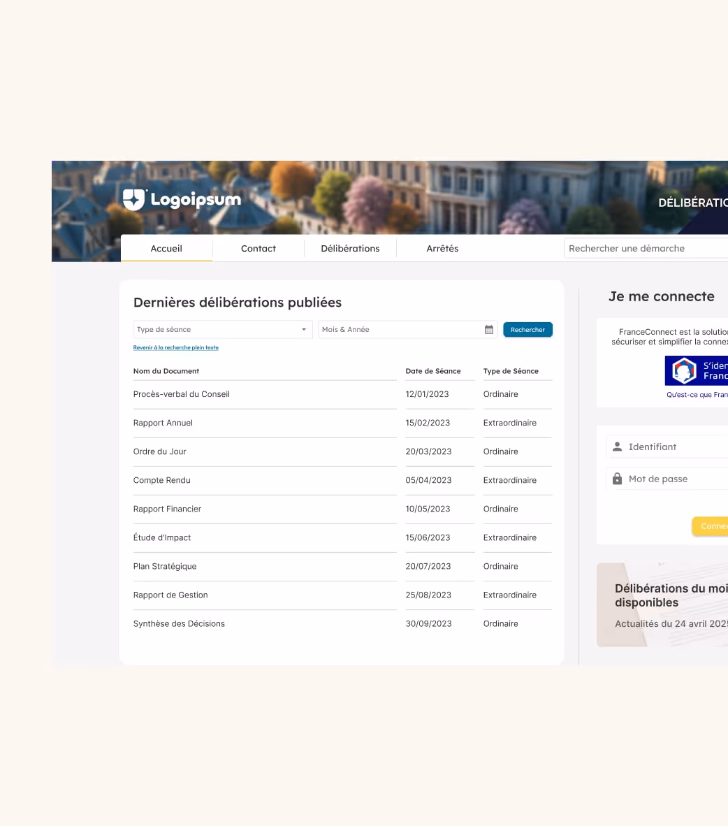 Capture Ecran Logiciel Gestion Des Deliberations Secteur Public