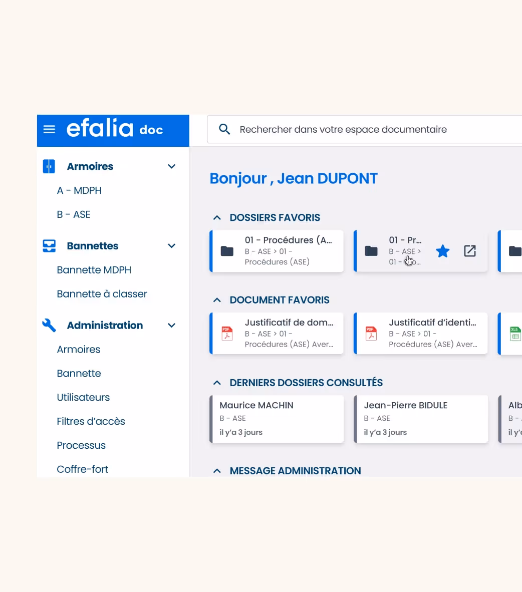 Capture Ecran Ged Action Sociale Logiciel Efalia Secteur