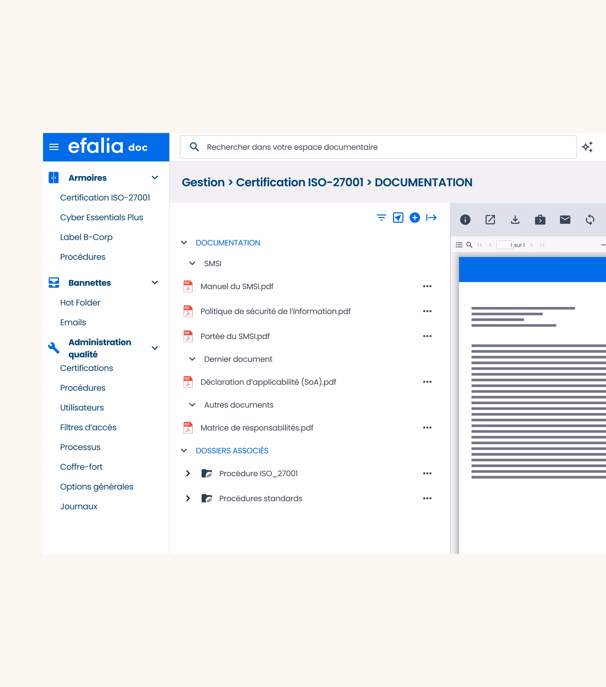 Capture Ecran Ged Qualite Logiciel Efalia Secteur