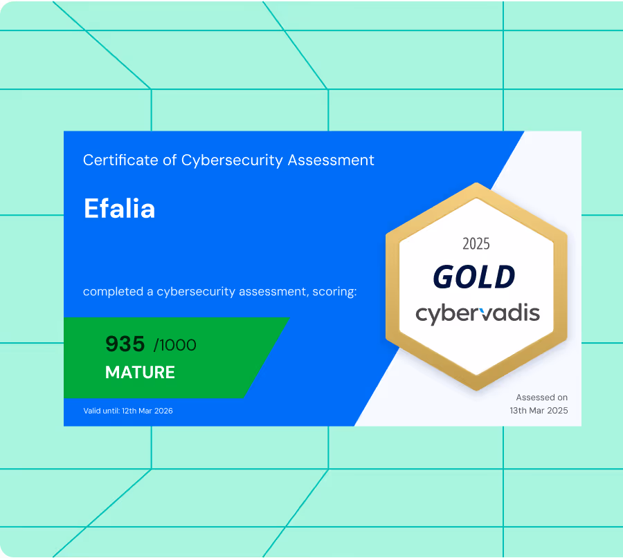 certification de la medaille or Cybervadis Gold sur fond vert clair