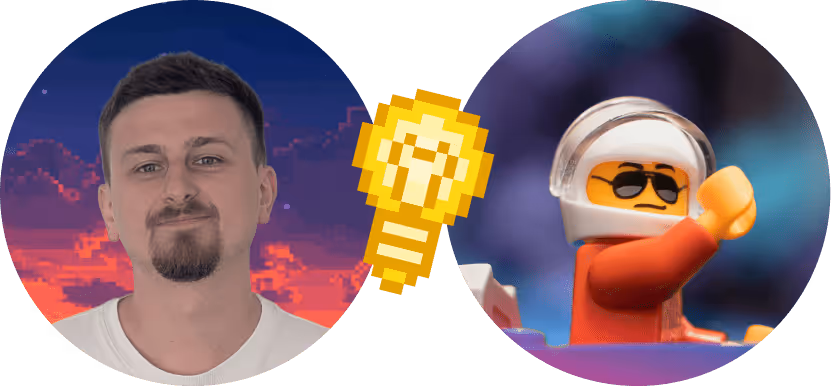 deux images rondes representant un lego pilote et un collaborateur souriant