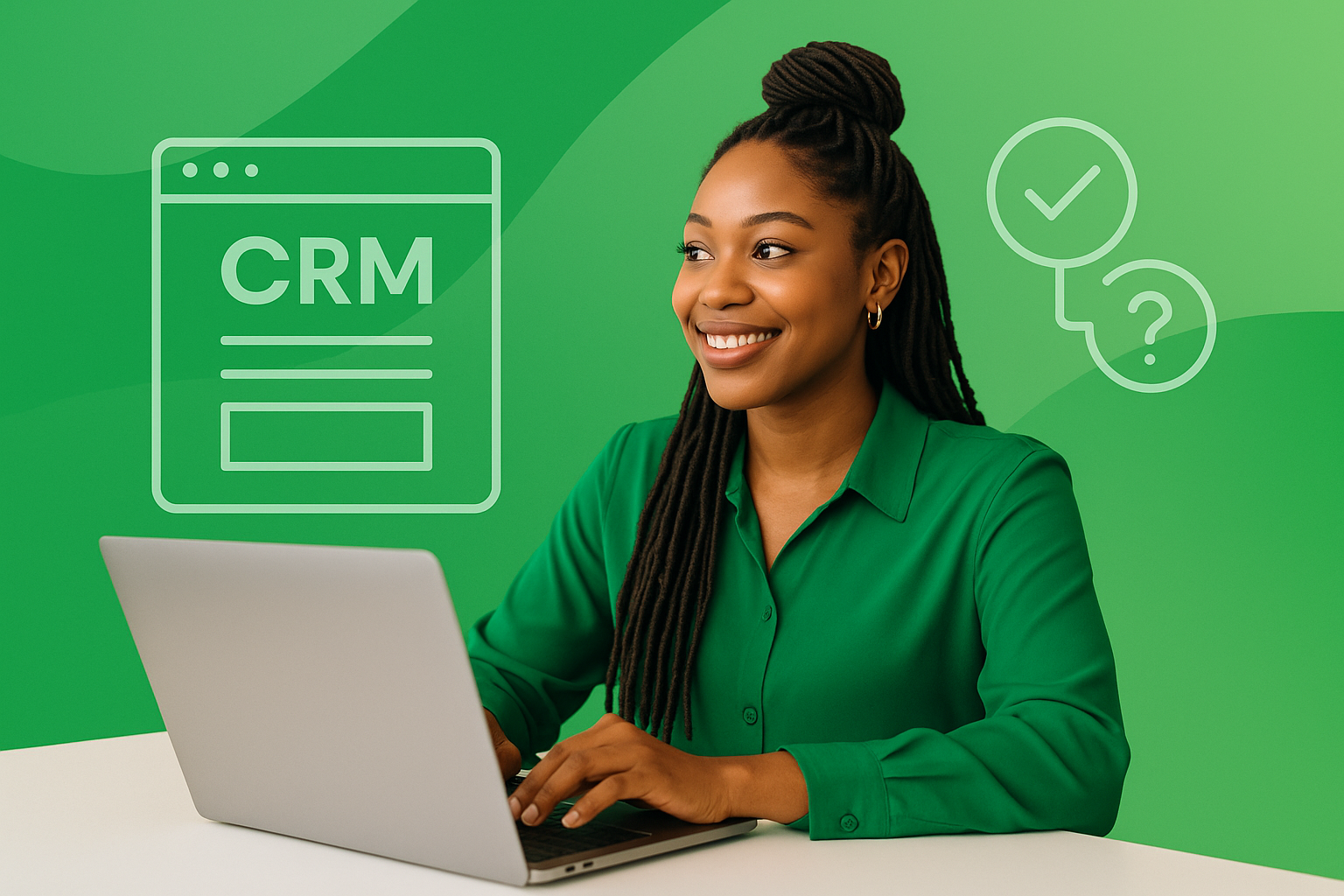 Businesswoman researching CRM software on laptop — Nigerian startups choosing best CRM.