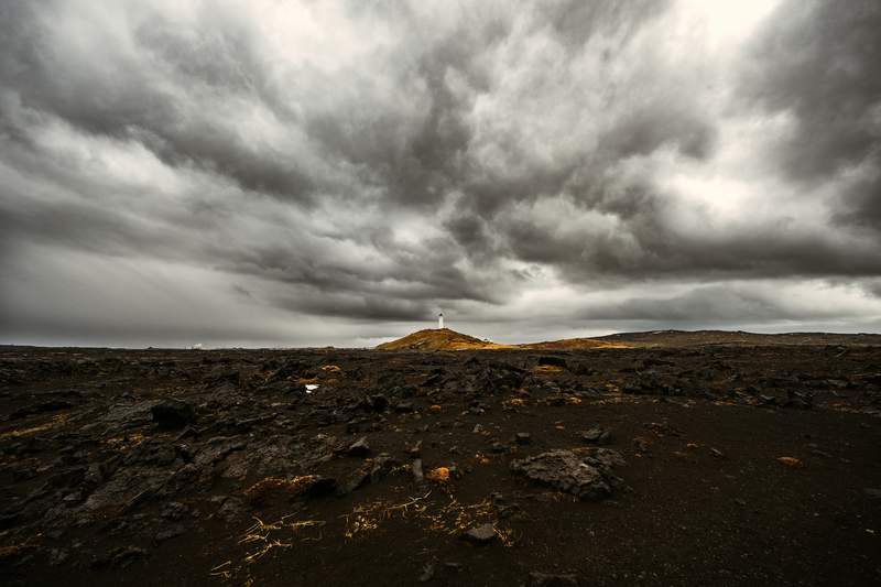 Massive meadow in Iceland on a cloudy day.