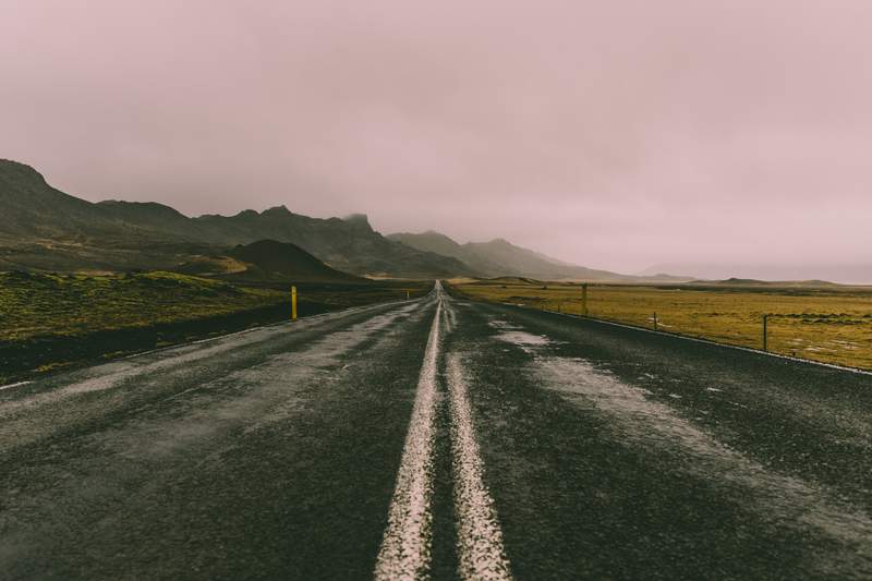 A road in the remote countryside of Iceland.