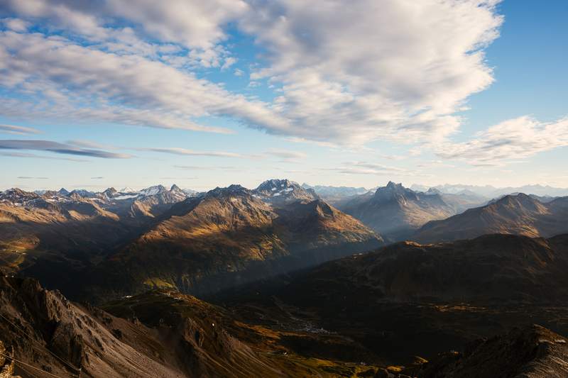 Skyline of peaks in the Innsbruck area at sunset