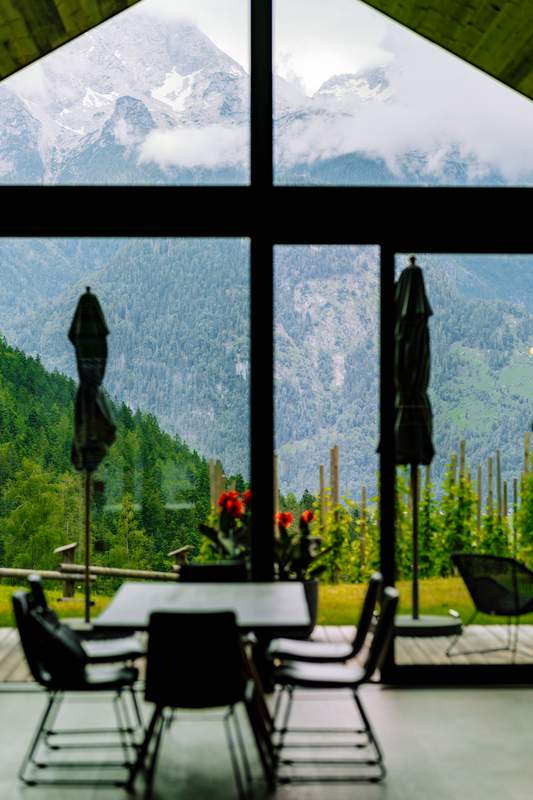 Interior shot of a mountain cabin in the Austrian Alps