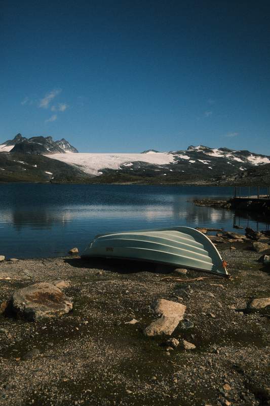 An alpine lake in a stunning landscape in western norway.