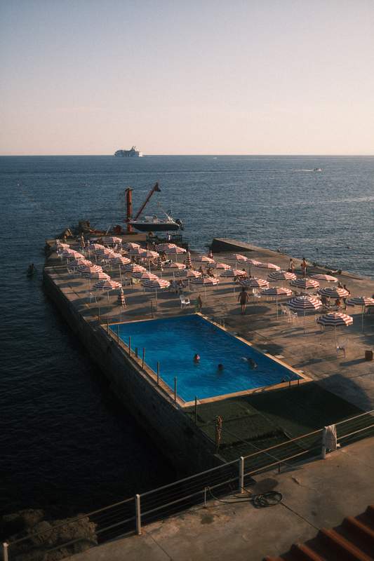 A view of the ocean on a gulf in Sardinia.