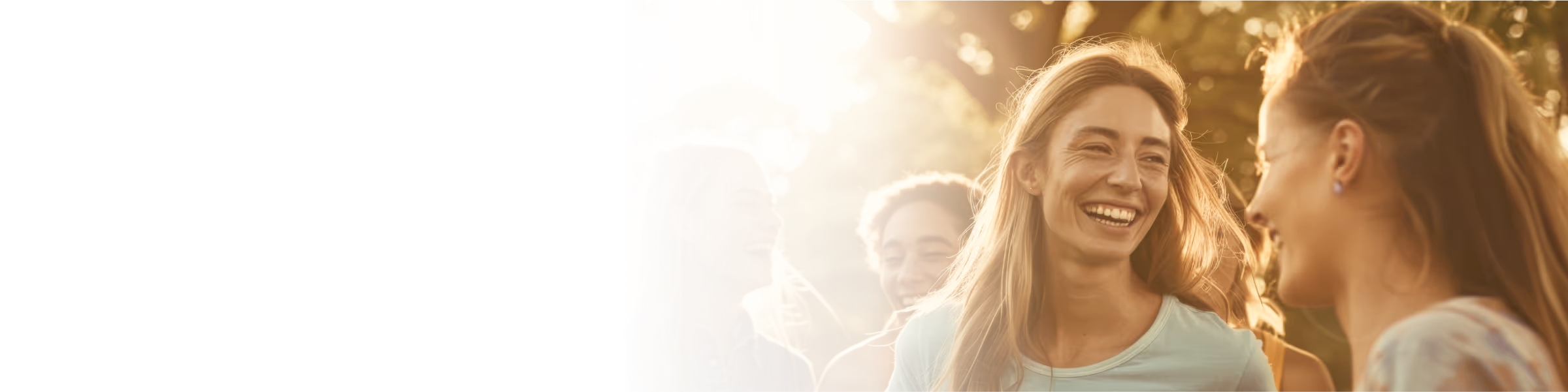 Women of faith sharing joyful moments outdoors in warm sunlight, surrounded by nature's beauty.