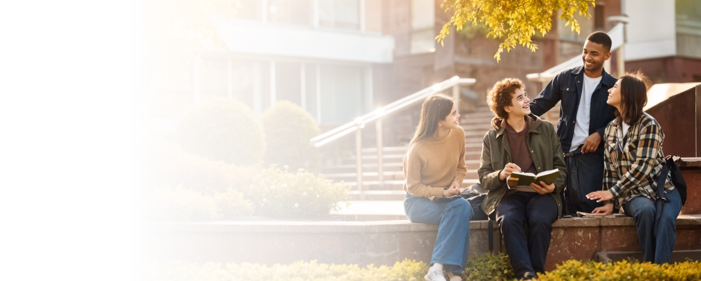Youth spiritual growth through friendship and Bible study outdoors together in nature.