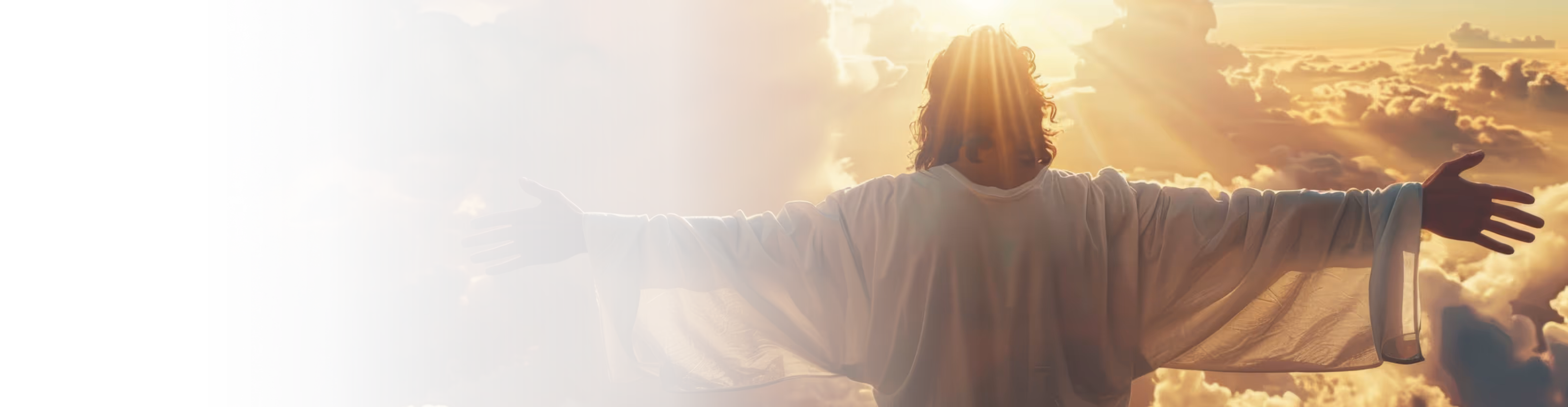 Christos Pantokrator, Jesus Christ in white robe stretched out to heaven.