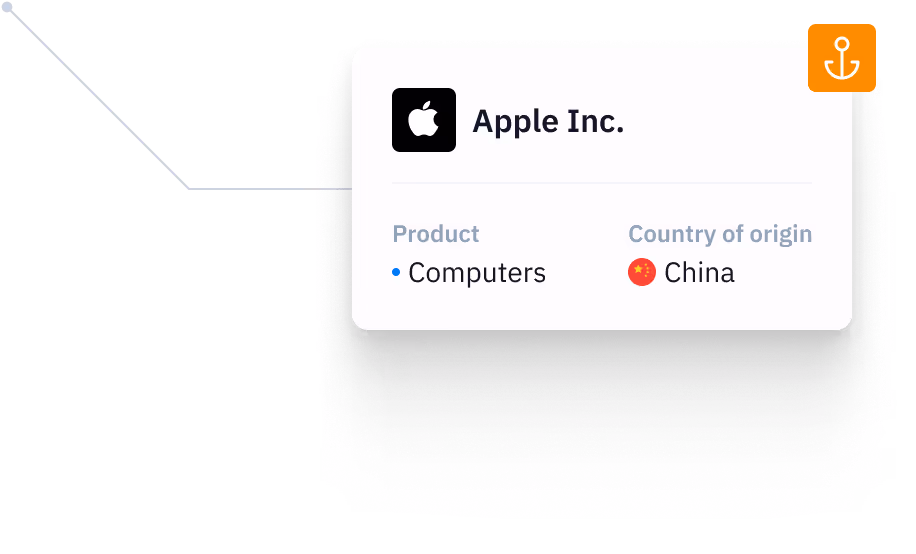 Apple Inc. trade data with product and country of origin