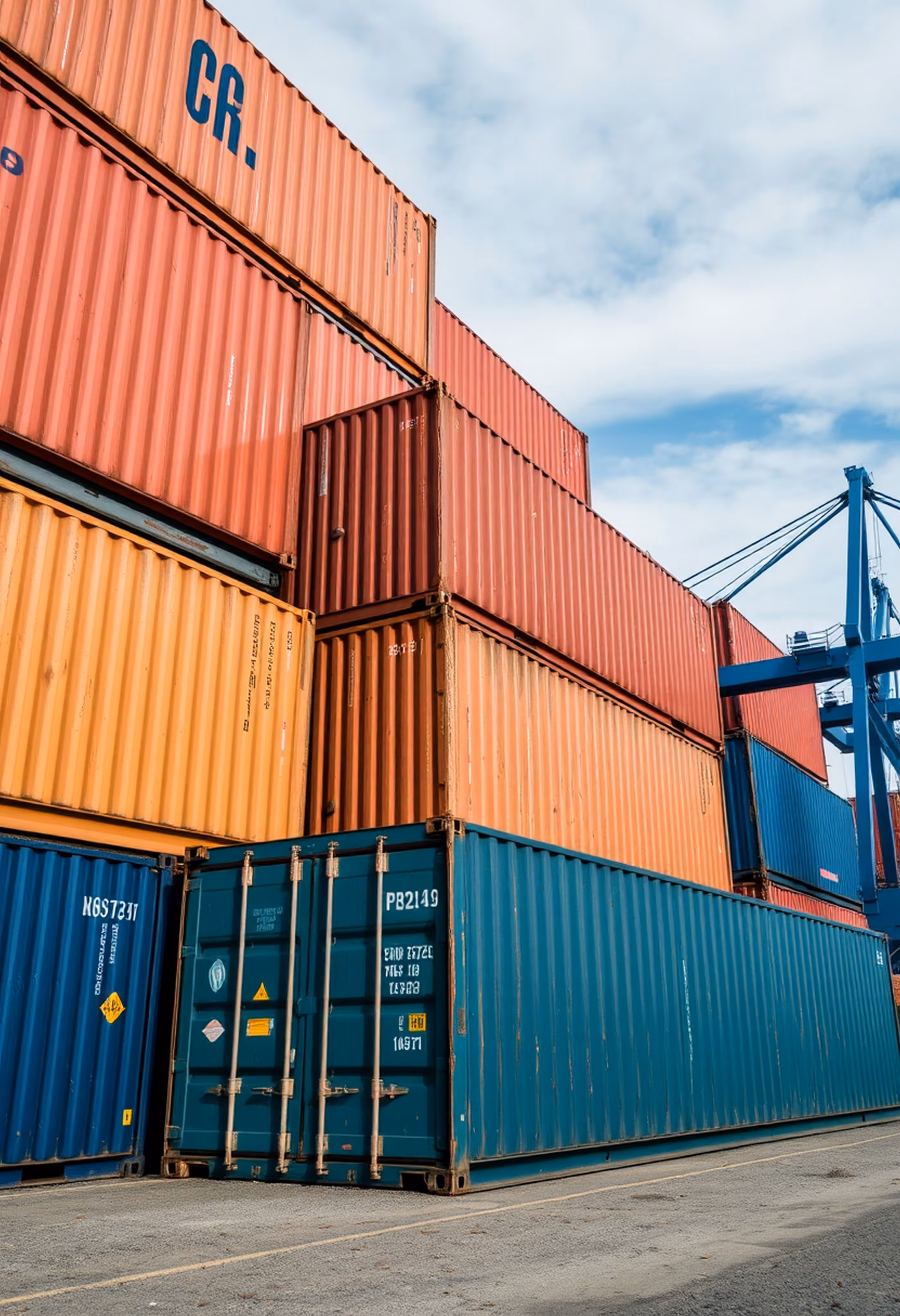 Stacked shipping containers