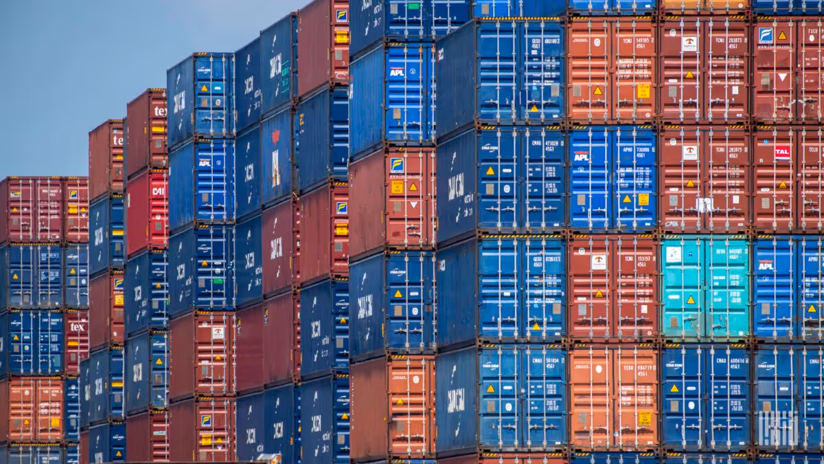 Shipping containers stcked up