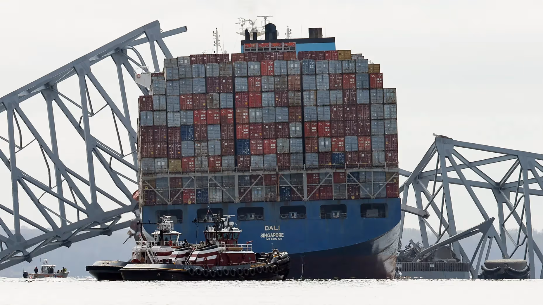 Ship carrying shipping containers