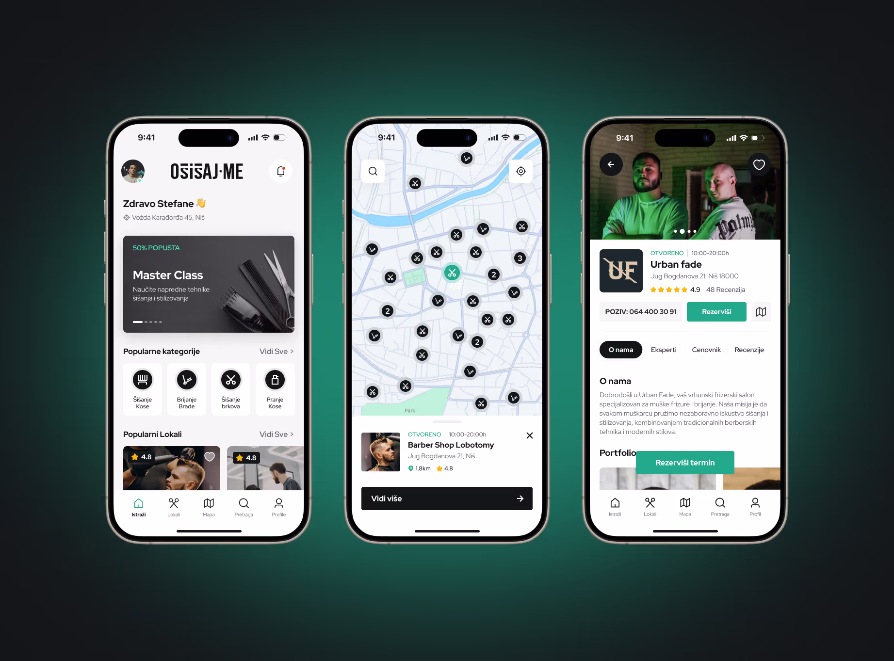 osisaj me a popular application in serbia for cut appointments