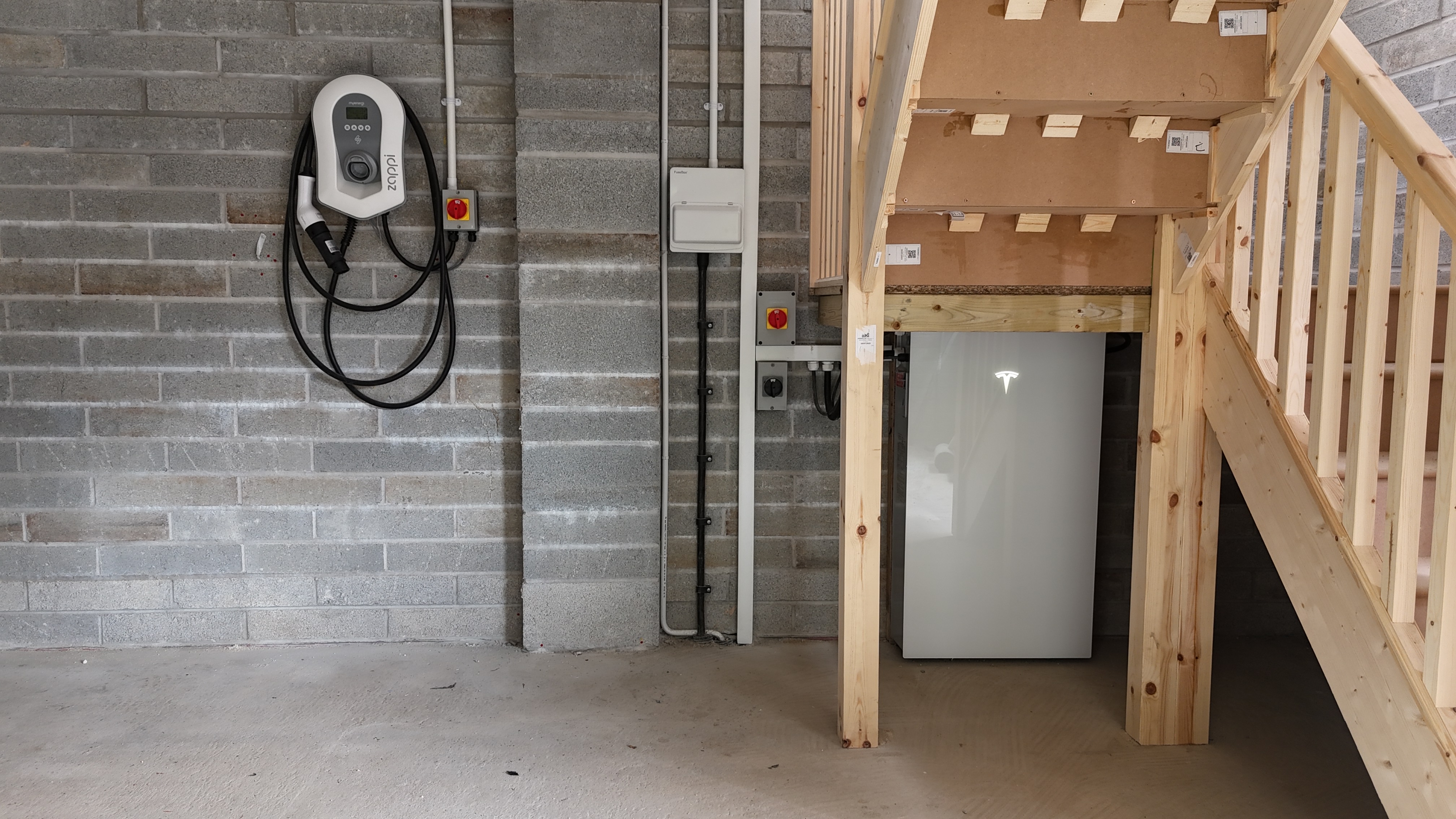 powewall and ev under stairs 