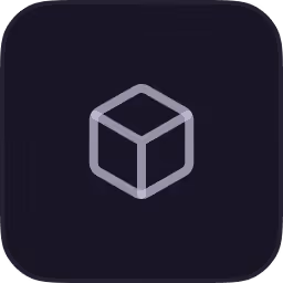 Isometric cube icon with three visible faces in light purple on a dark rounded square background.