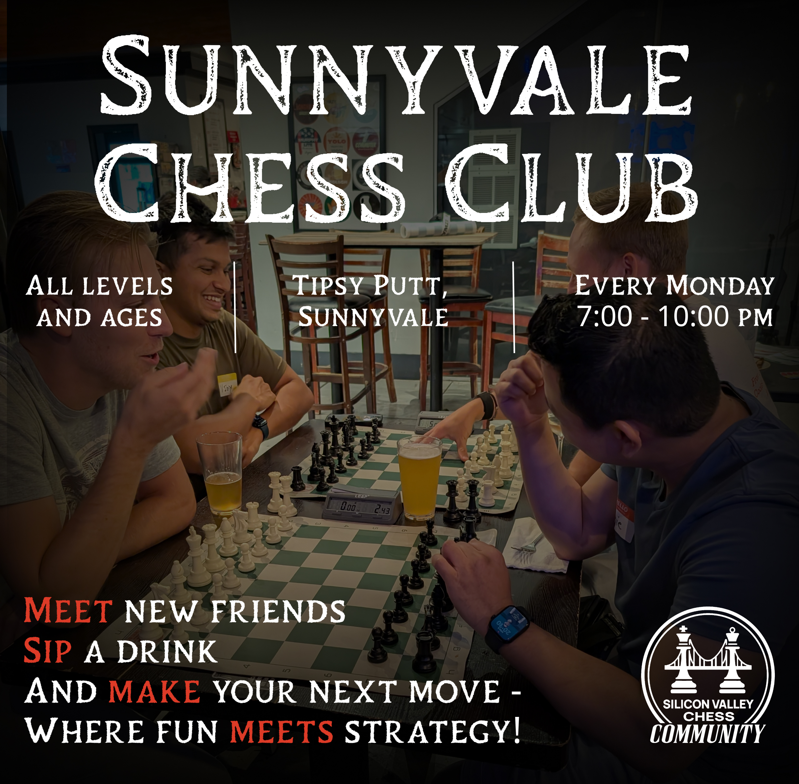 Casual Chess Night in San Francisco Marina. Every Wednesday. All levels