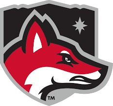 Red and white fox head logo with a gray star on a dark shield background.