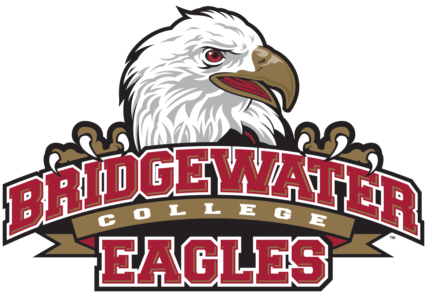 Bridgewater College Eagles logo with a fierce eagle head and claws gripping the text.
