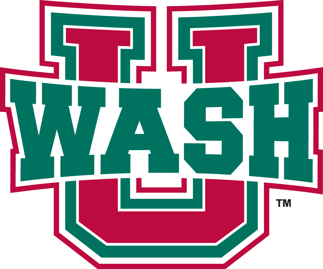 Washington University logo with large green text "WASH" over a red and green outlined block U.