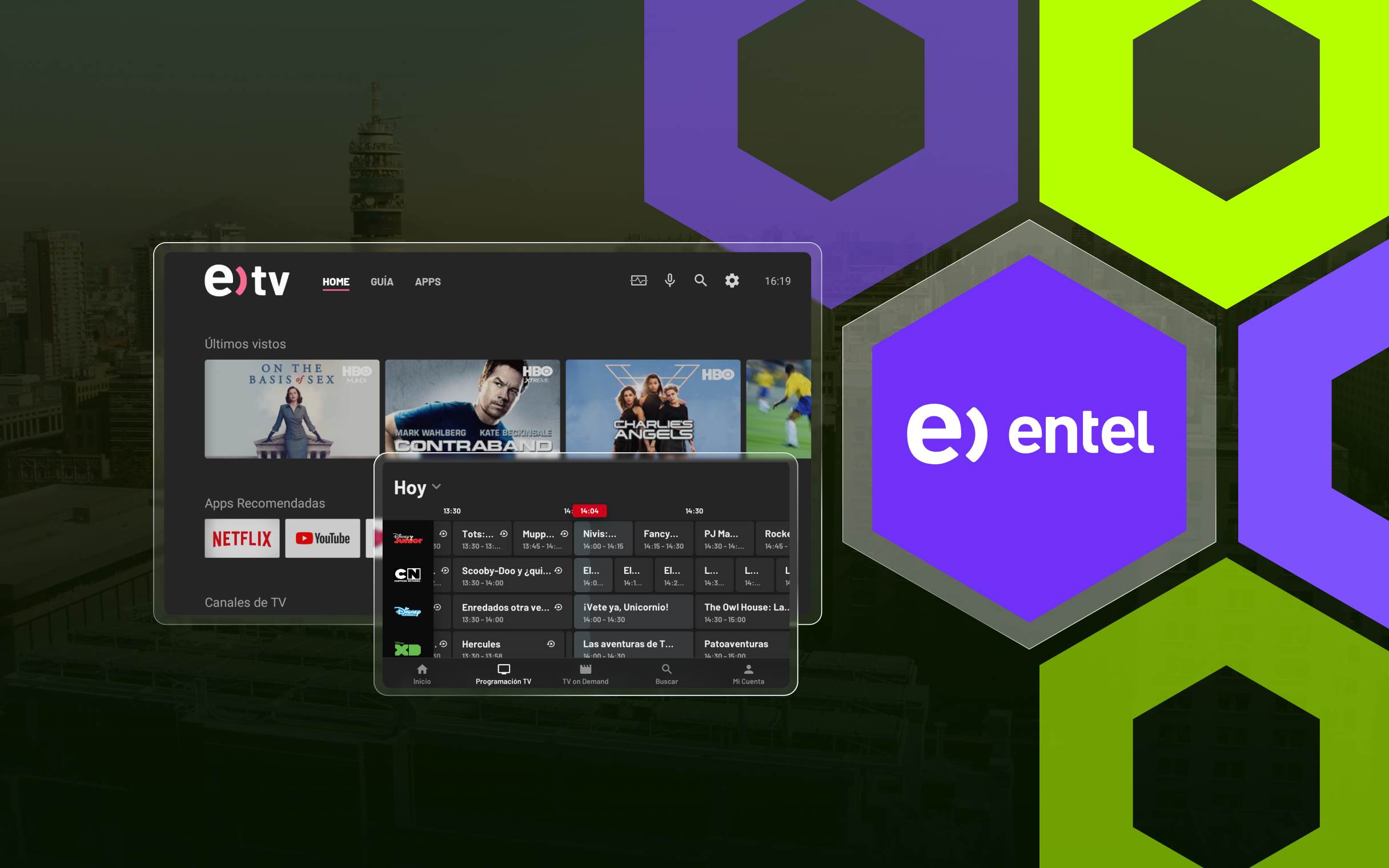 Screen capture example of entel's streaming platform