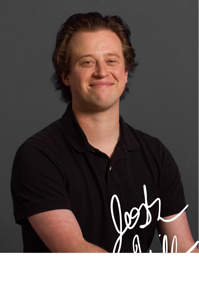 Josh Hill brand and web designer headshot and signature