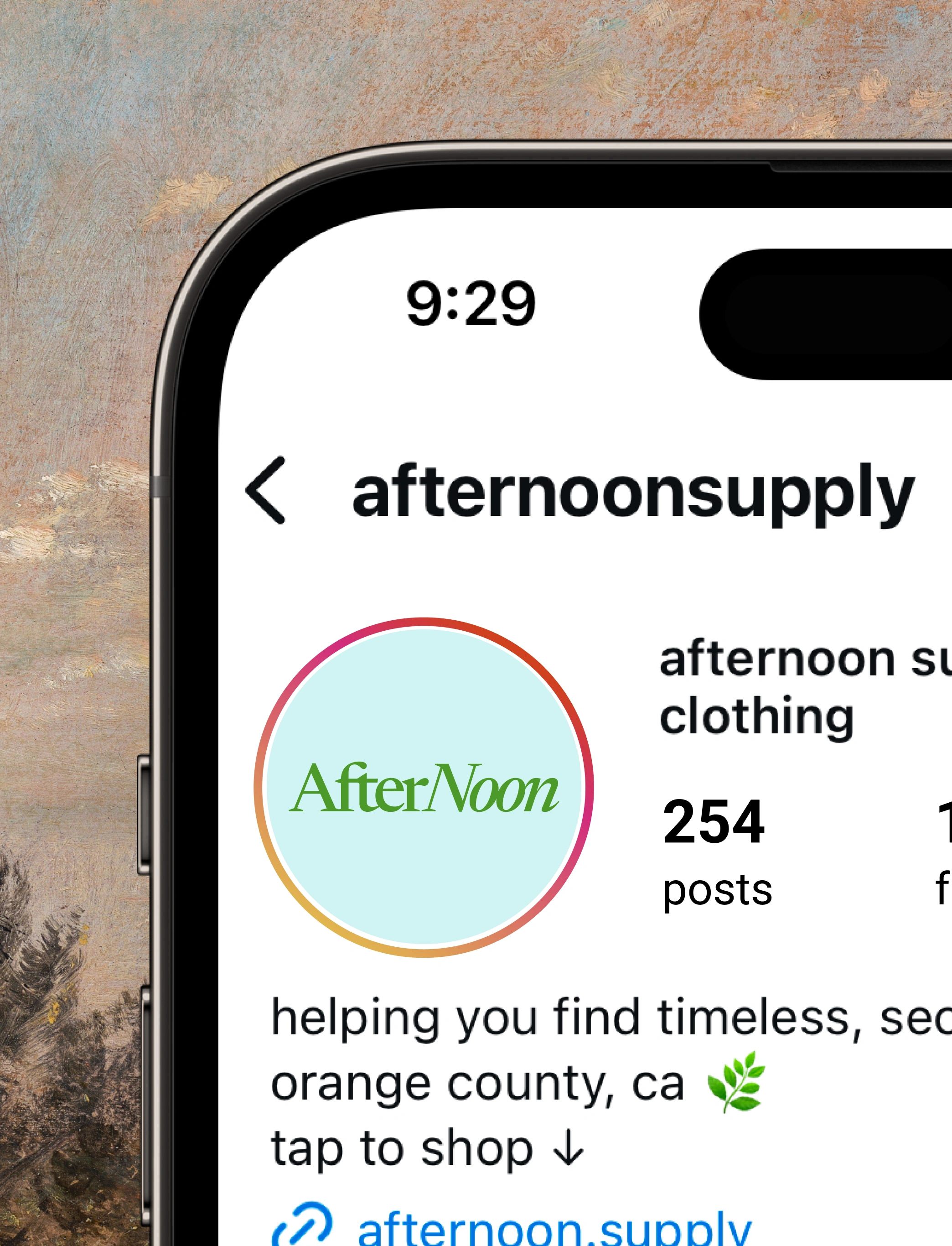 Instagram profile design for thrift brand identity Afternoon