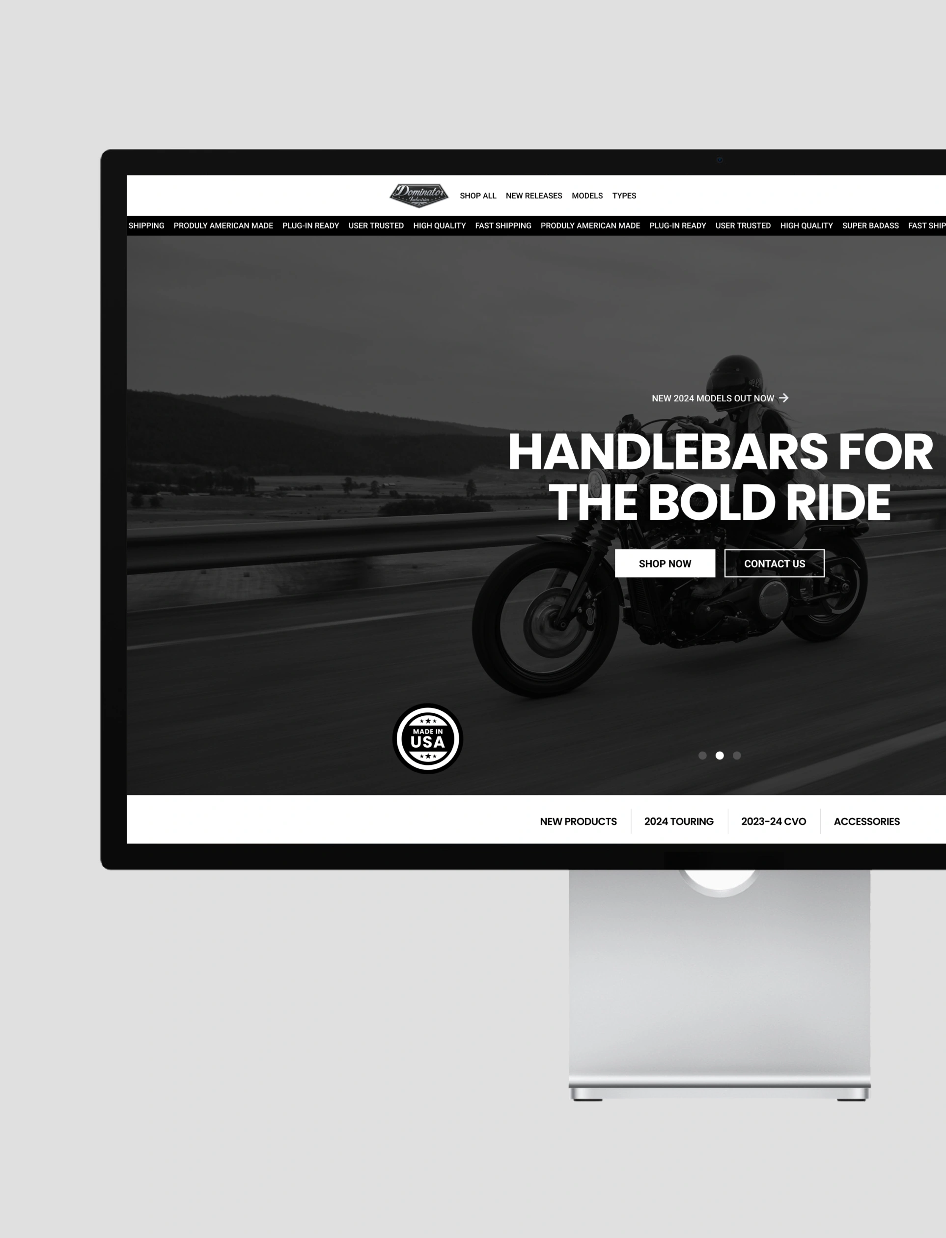 Homepage design for Dominator Industries website