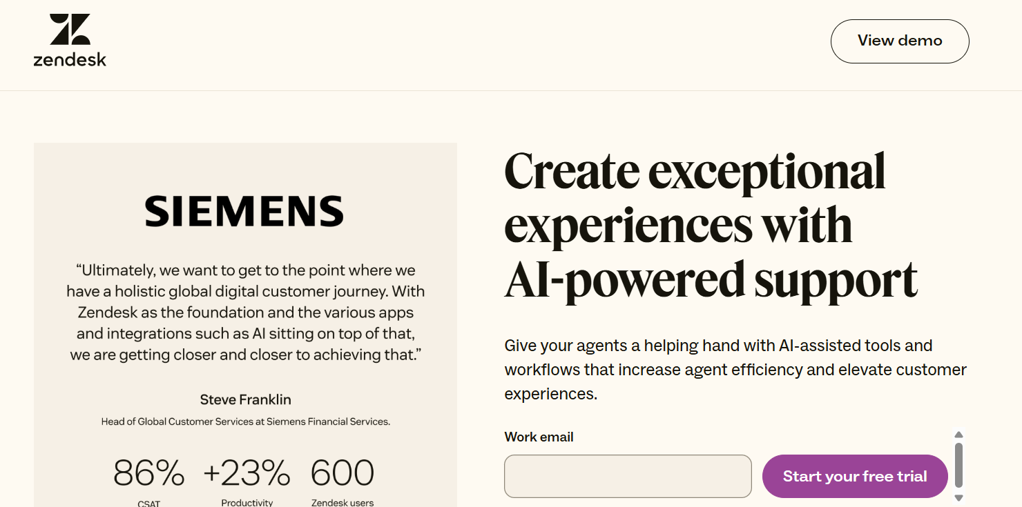 Zendesk customer support with analytics and omnichannel tools