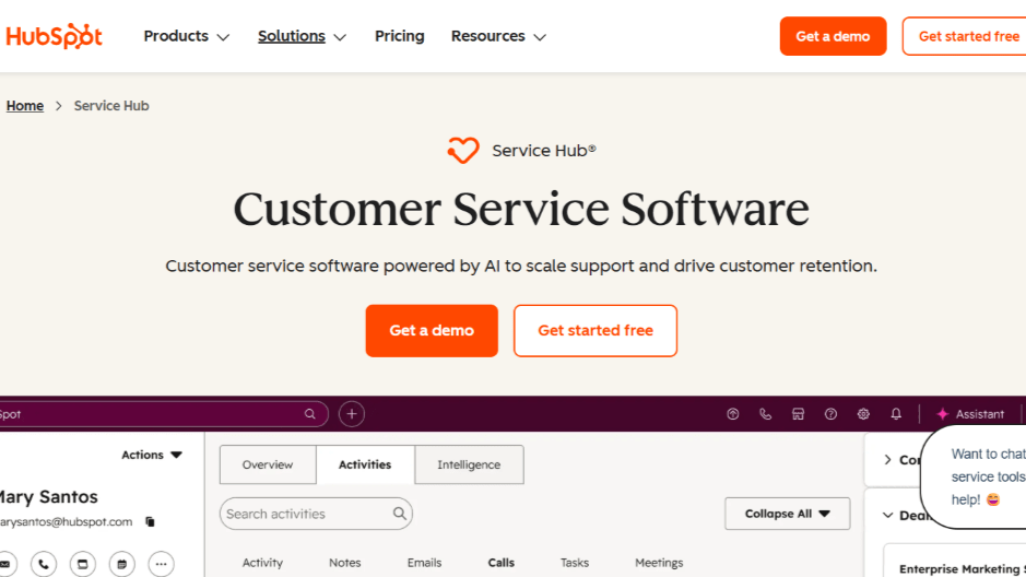 HubSpot Service Hub customer service software with CRM integration.