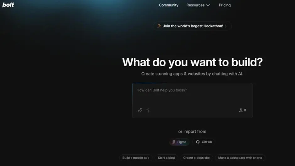 Bolt AI platform for creating apps and websites by chatting with AI