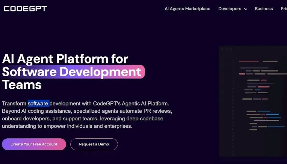 CodeGPT AI agent platform for software development teams