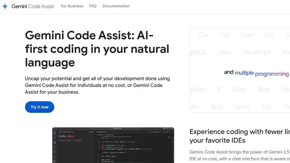 Gemini Code Assist providing AI-first coding support in natural language