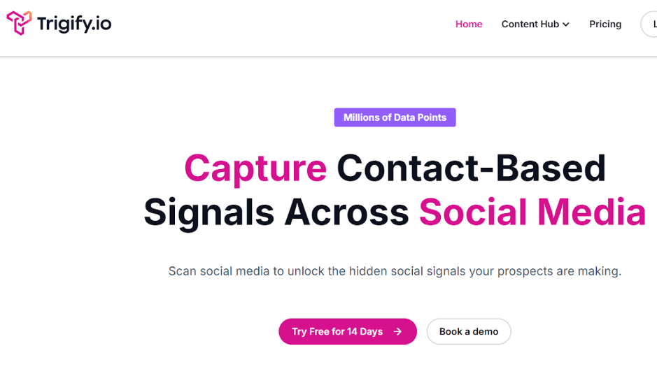 Trigify.io platform capturing social media signals for sales opportunities