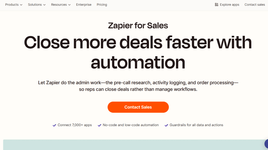 Zapier AI sales automation platform for pre-call research, workflows, and deal closing