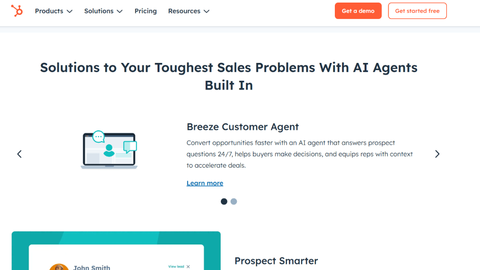 HubSpot AI sales assistant Breeze Customer Agent for 24/7 prospect engagement